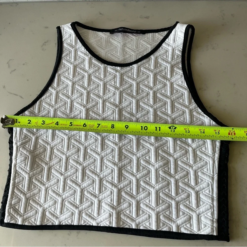 Women’s White Textured Crop Top with Black Trim Size S - Picture 6 of 9